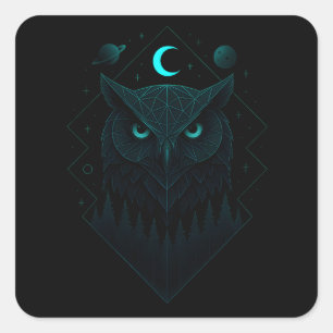 Astral Owl - Cosmic Night Wisdom Square Sticker