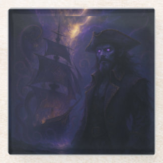 Astral Pirate in Amethyst Light Glass Coaster