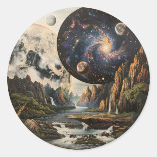 Astral Symmetry: Merging Nature and Universe Classic Round Sticker
