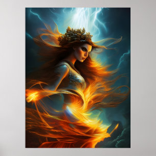 Astrape AI Fantasy Digital Art Print Greek Goddess