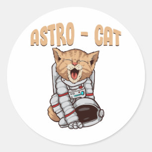 Astro Cat Classic Round Sticker