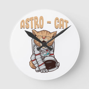 Astro Cat Round Clock