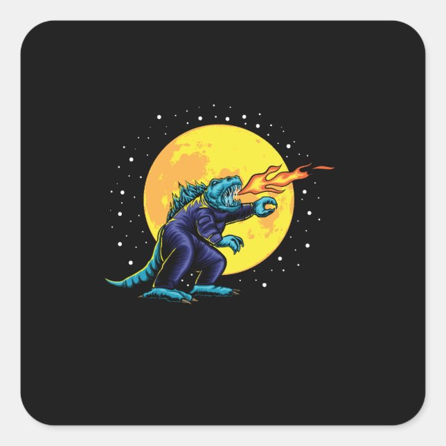 astro godzilla illustration with  design square sticker (Front)