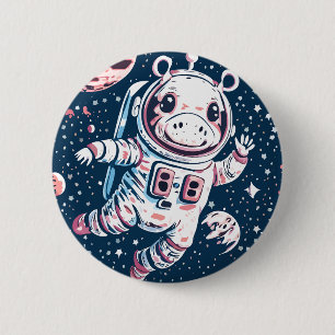 Astro Hippo 6 Cm Round Badge