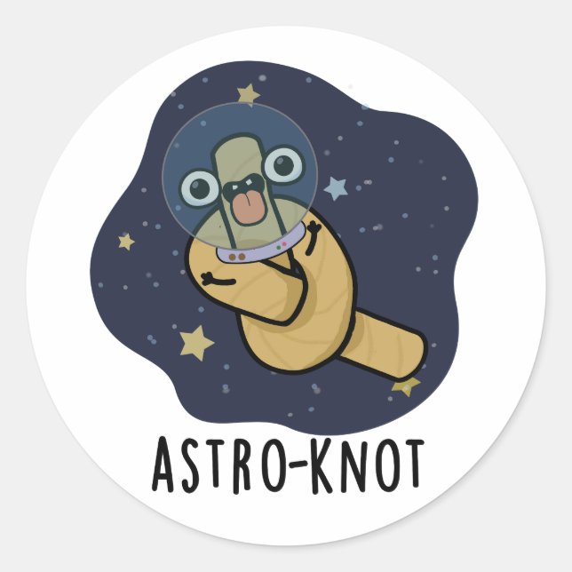 Astro-knot Funny Astronaut Pun  Classic Round Sticker (Front)
