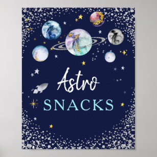 Astro Snacks Space Galaxy Birthday Party Poster