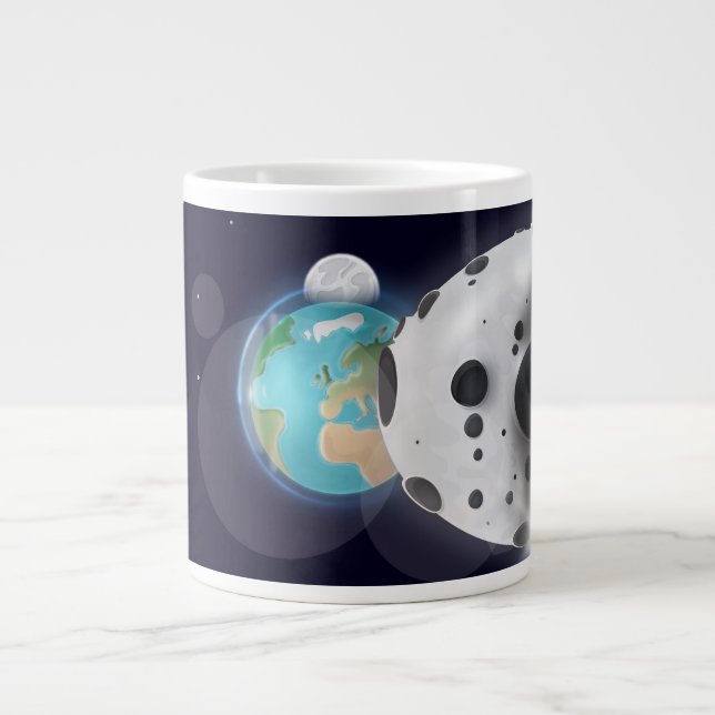 Astroid impact the Planet Earth! Large Coffee Mug (Front)