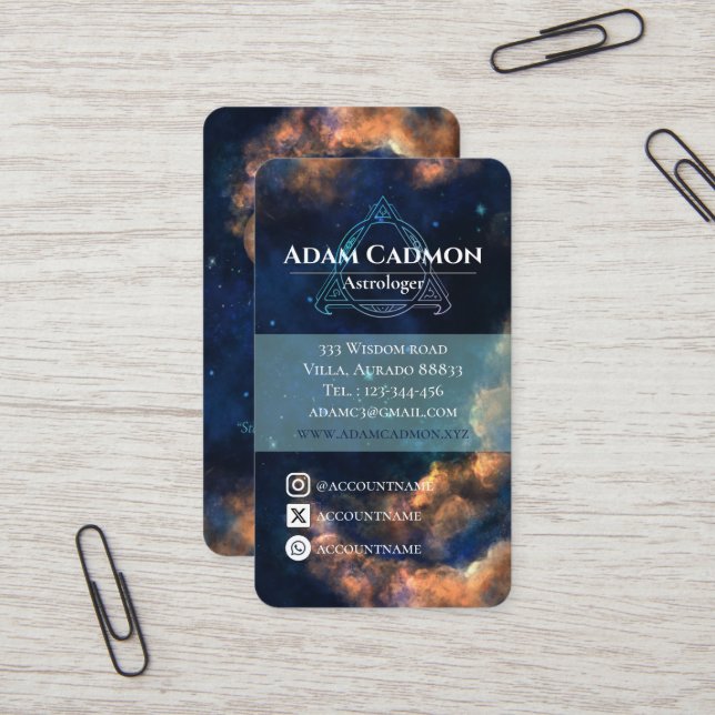 Astrologer cosmic celestial artful Business Card (Front/Back In Situ)