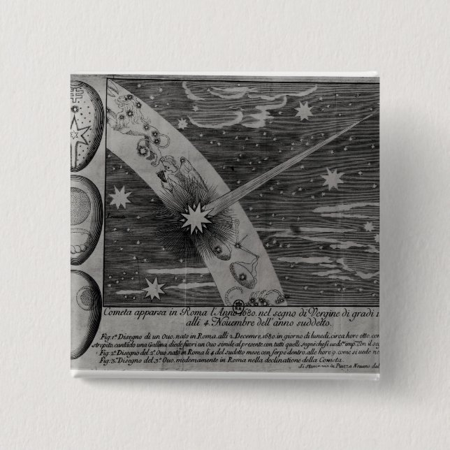 Astrological diagram of the comet 15 cm square badge (Front)