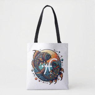 Astrological Horoscope Sign Pisces Zodiac Tote Bag