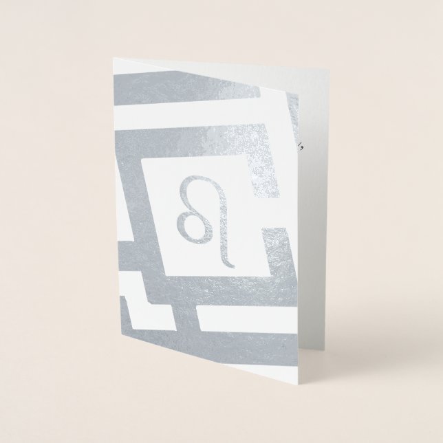 Astrological Sign Leo Silver Decor Custom Text Foil Card (Front)