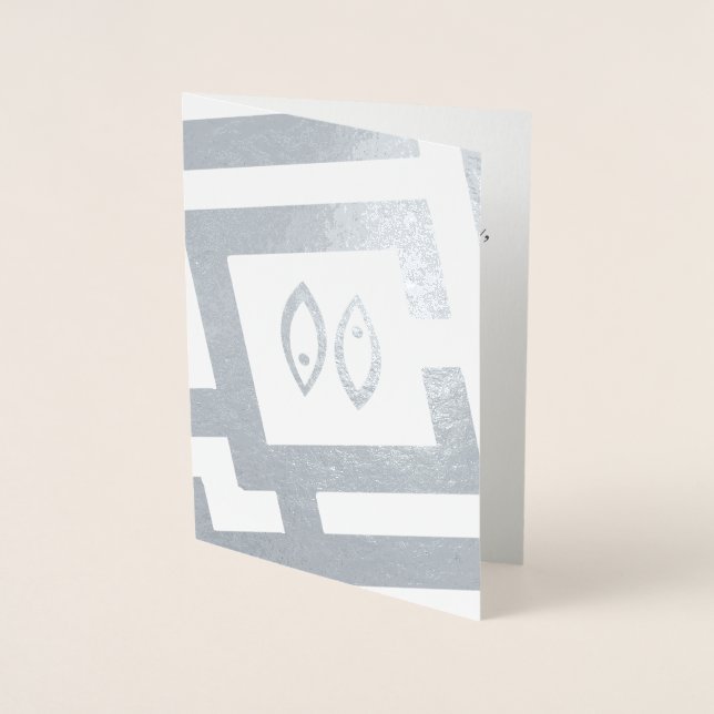 Astrological Sign Pisces Silver Decor Custom Text Foil Card (Front)