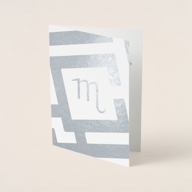 Astrological Sign Scorpio Silver Decor Custom Text Foil Card (Front)