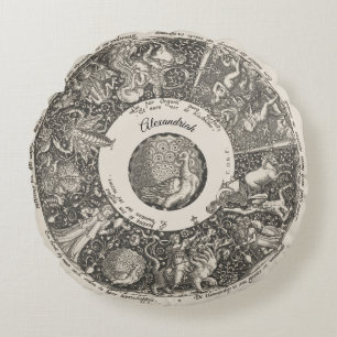 Astrological sign star map Astronomy  Round Pillow