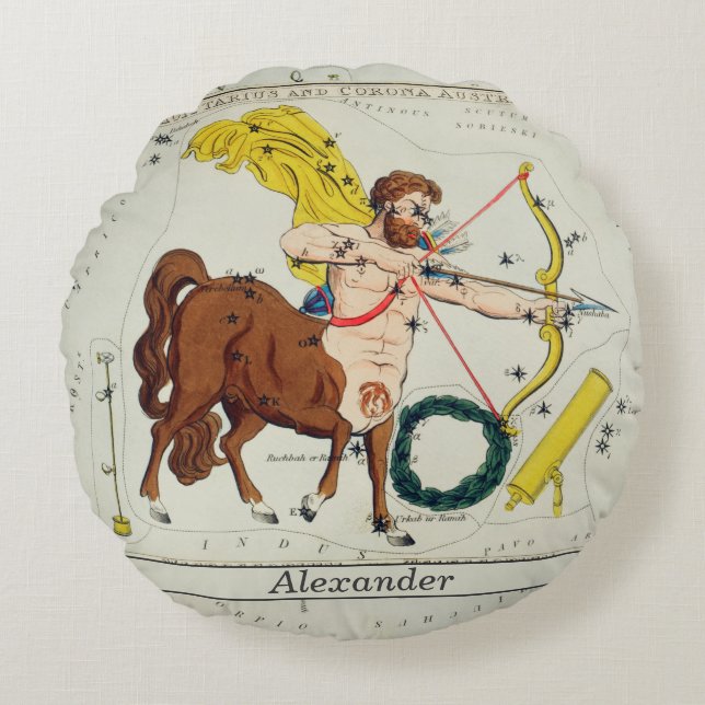 Astrological sign star map Sagittarius Round Pillo Cushion (Front)