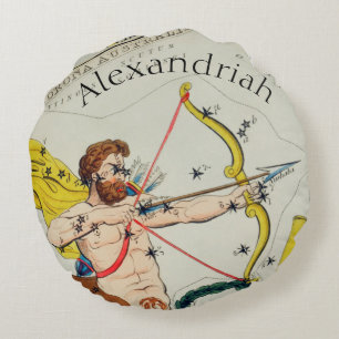 Astrological sign star map Sagittarius Round Pillo Round Cushion