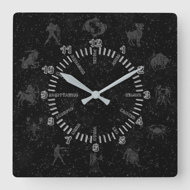 Astrological signs square wall clock (Front)