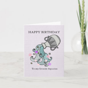 Astrological Zodiac Sign Cute Aquarius Birthday Card