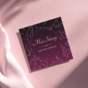 Astrologist Purple Ombre Constellation Star Energy Square Business Card