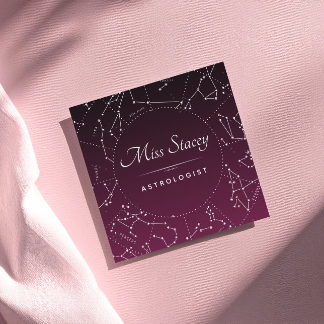 Astrologist Purple Ombre Constellation Star Energy Square Business Card (Creator Uploaded)