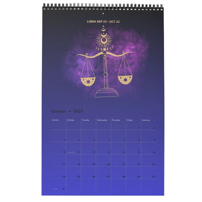 Astrology 2026 wall Calendar (Oct 2027)
