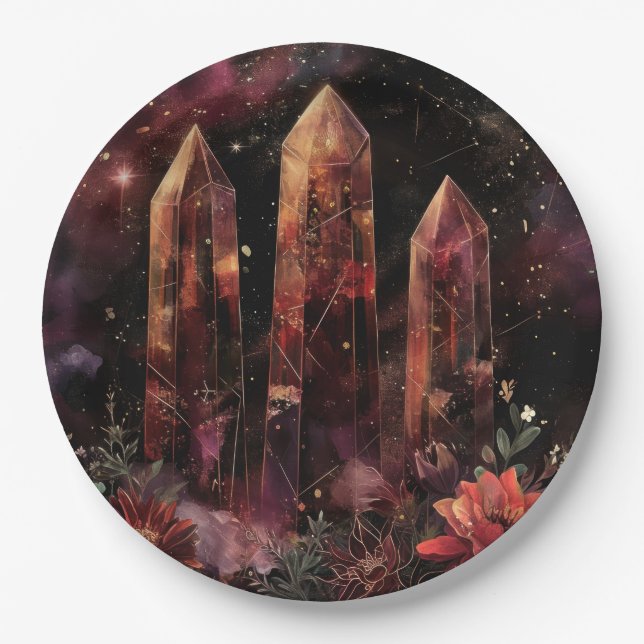 Astrology Amethyst Constellation Cosmic Paper Plate (Front)
