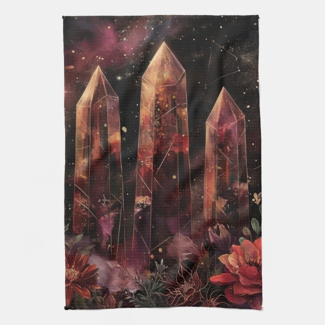Astrology Amethyst Constellation Cosmic Tea Towel (Vertical)