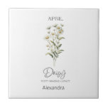 Astrology Birth Month April | Flower Daisy Tile<br><div class="desc">Birth month flowers are specific flowers traditionally linked to each month, each carrying its own symbolism, meaning, and historical significance. People often use birth month flowers to personalise gifts or decorations, especially for birthdays or other special occasions. These flowers can reflect personality traits or characteristics associated with individuals born in...</div>