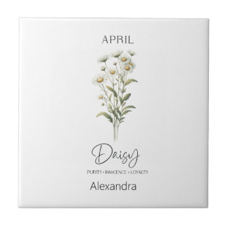 Astrology Birth Month April | Flower Daisy Tile
