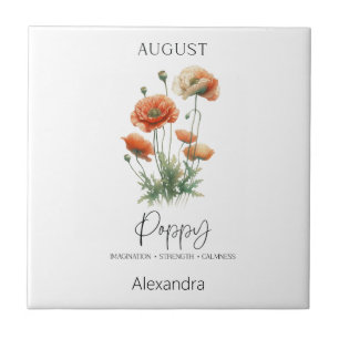Astrology Birth Month August   Flower Poppy Tile
