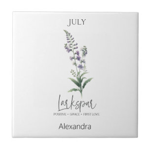 Astrology Birth Month July Flower Larkspur Tile
