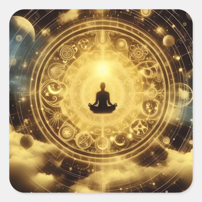 Astrology Celestial Alchemy Heavenly Inspirational Square Sticker (Front)