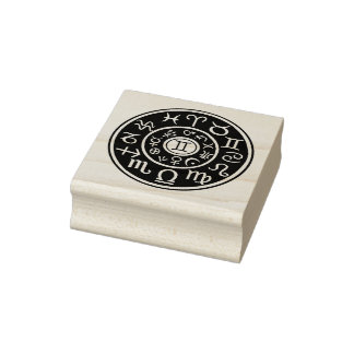 Astrology Gemini Twins Design Rubber Stamp