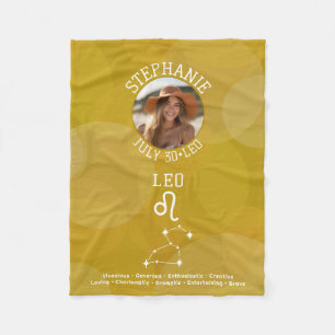 Astrology Leo Zodiac Sign Photo Custom Birthday Fleece Blanket