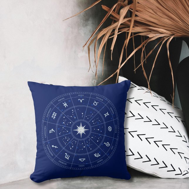 Astrology Navy Blue Zodiac  Cushion (Creator Uploaded)