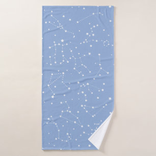 Astrology Pastel Blue White Stars Constellation Bath Towel Set