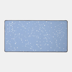 Astrology Pastel Blue White Stars Constellation Desk Mat