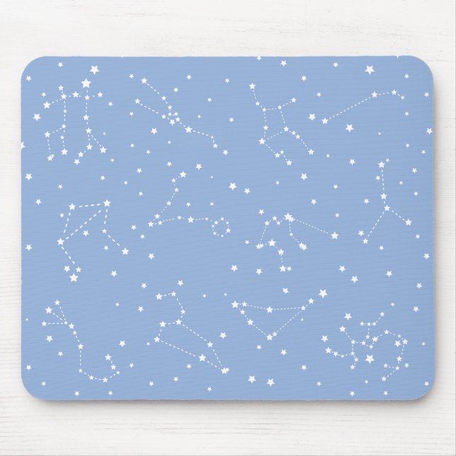 Astrology Pastel Blue White Stars Constellation Mouse Pad (Front)
