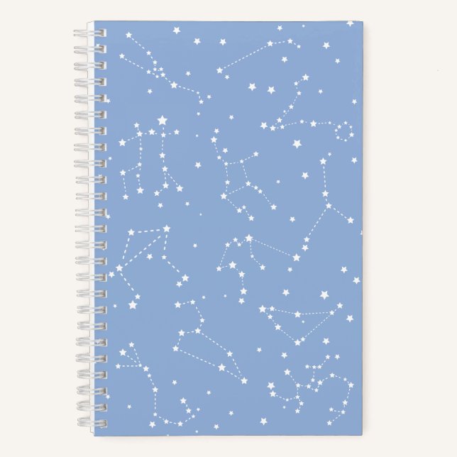 Astrology Pastel Blue White Stars Constellation Notebook (Front)