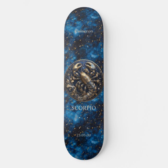 Astrology Personalised Scorpio Skateboard (Front)