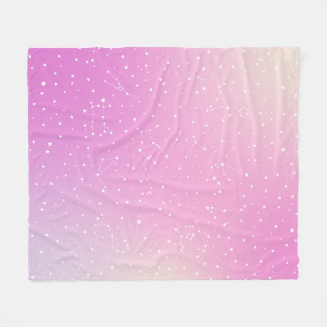 Astrology Pink Graident Aura Stars Constellation Fleece Blanket (Front (Horizontal))