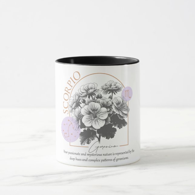 Astrology/Scorpio Zodiac Sign Flower Geranium Mug (Center)