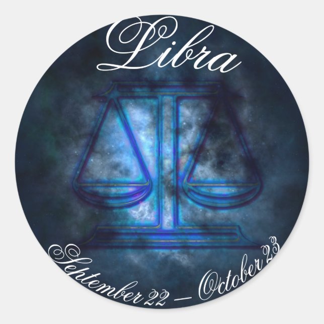 Astrology Sign Libra Horoscope Scale Symbol Sticke Classic Round Sticker (Front)