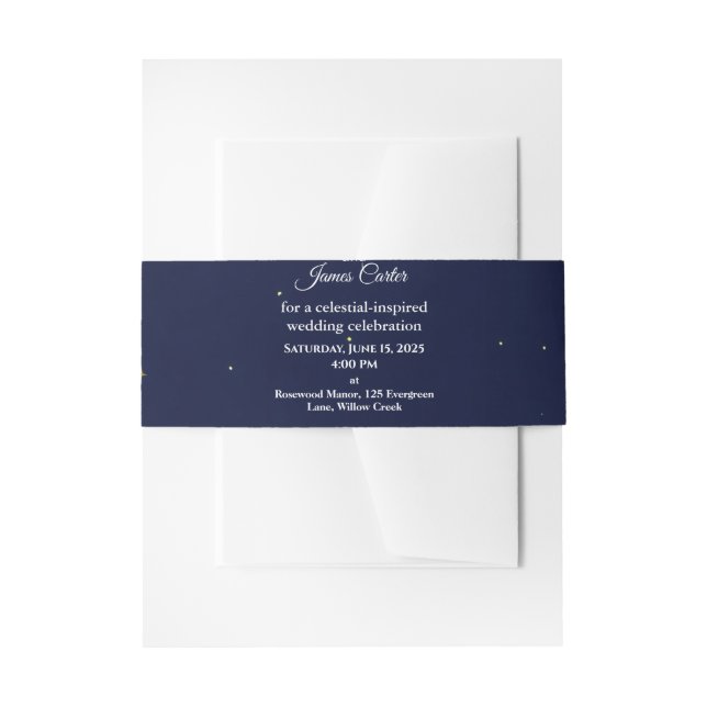 Astrology & Starry Night Theme | Celestial Wedding Invitation Belly Band (Front Example)