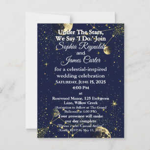 Astrology & Starry Night Theme   Celestial Wedding Postcard