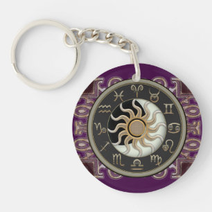 Astrology Sun and Moon Personalised Key Ring