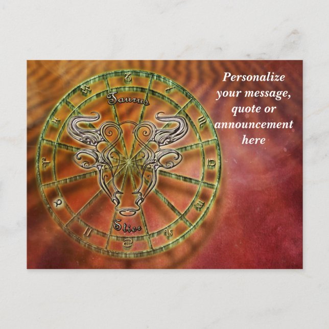 Astrology Taurus Horoscope Personalise Message Announcement Postcard (Front)