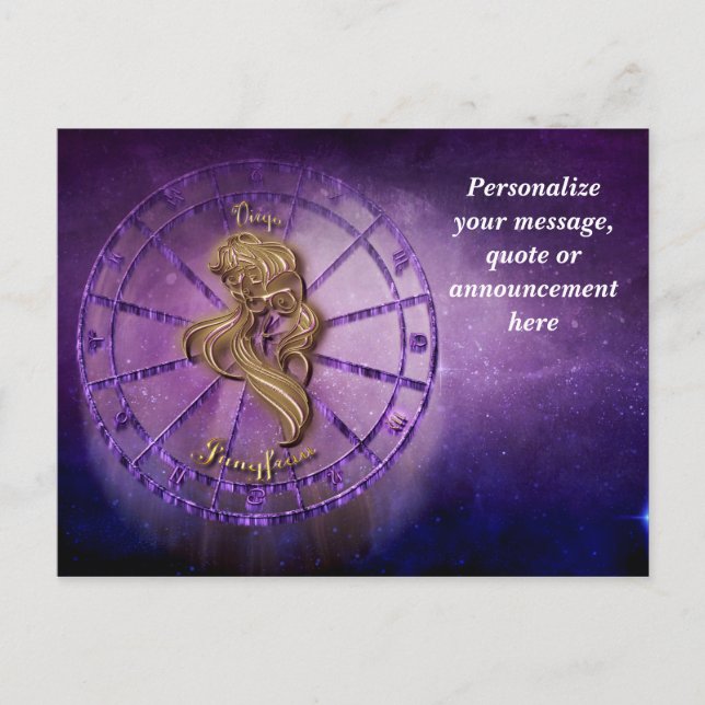 Astrology Virgo Horoscope Personalise Message Announcement Postcard (Front)