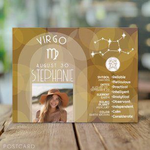 Astrology Virgo Zodiac Sign Photo Custom Birthdate Postcard