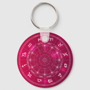 Astrology wheel Star signs Key Ring